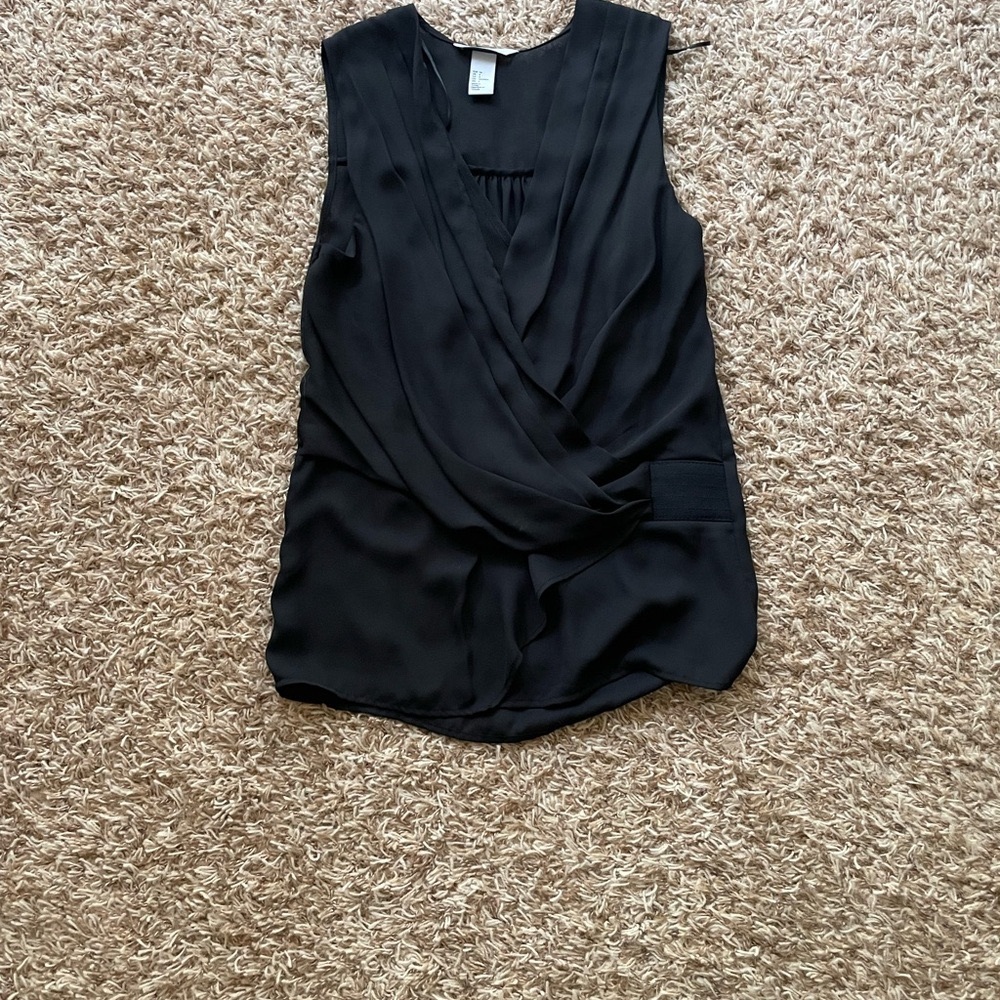 H&M Black Draped Sleeveless Blouse